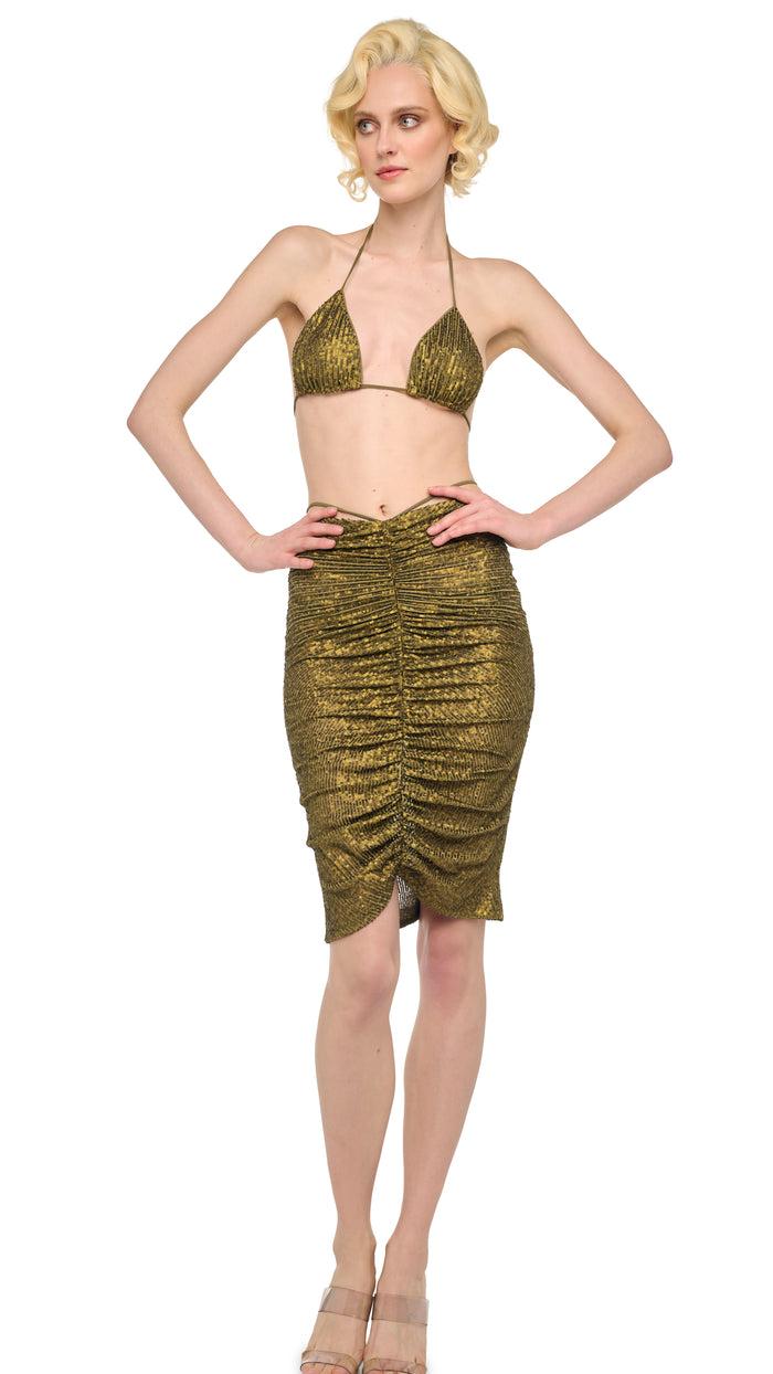 norma kamali SHIRRED FRONT SKIRT TO KNEE