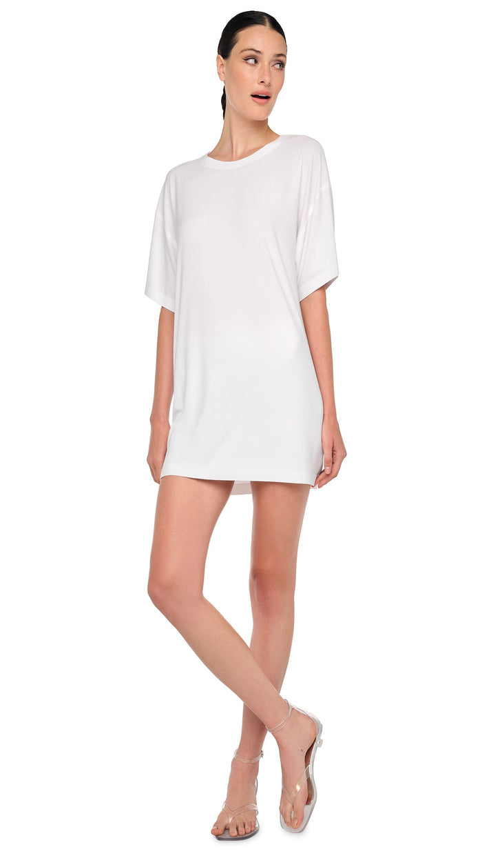 Norma Kamali SHORT SLEEVE BOXY MINI DRESS