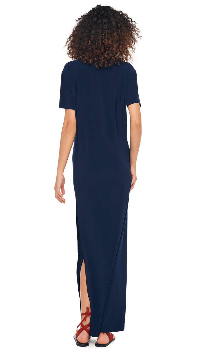 Norma Kamali SHORT SLEEVE SIDE SLIT GOWN