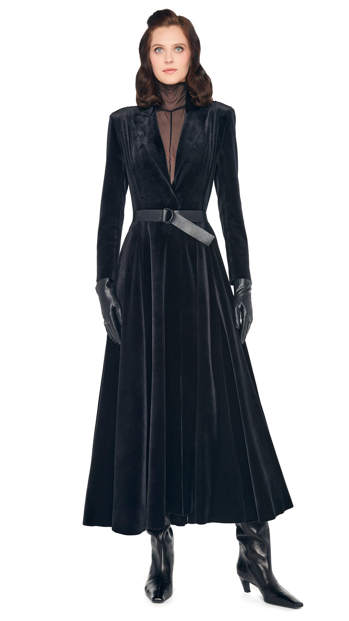 Norma Kamali SINGLE BREASTED FLARED DRESS