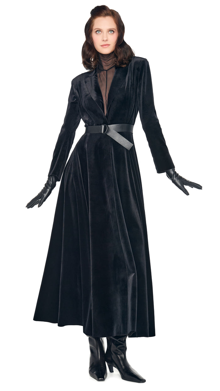 norma kamali SINGLE BREASTED FLARED DRESS