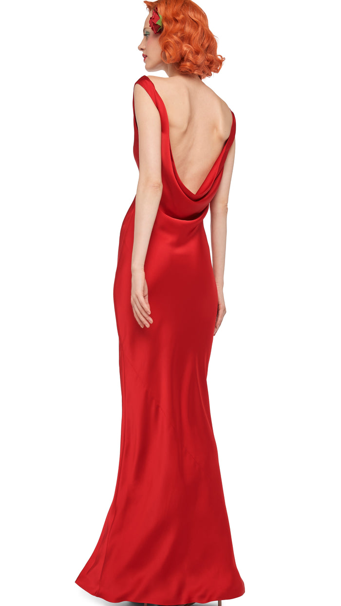 norma kamali SLEEVELESS LOW BACK DRAPE GOWN