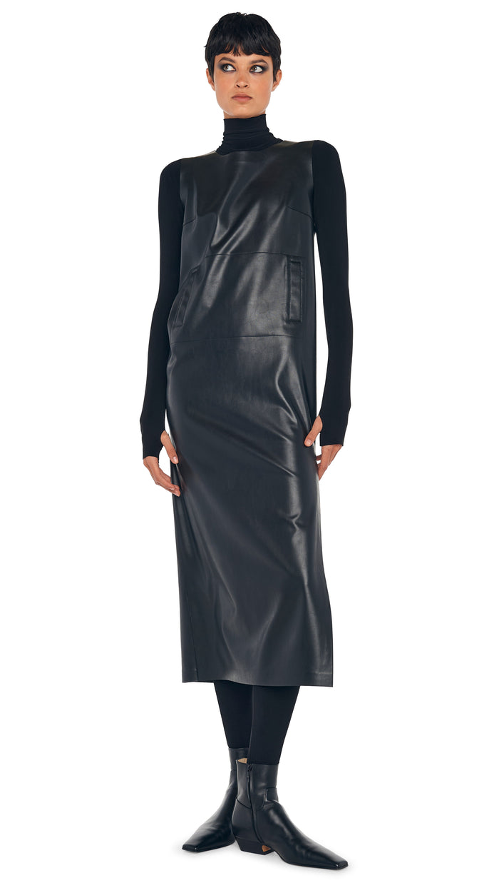 Norma Kamali SLEEVELESS TAILORED SIDE SLIT DRESS