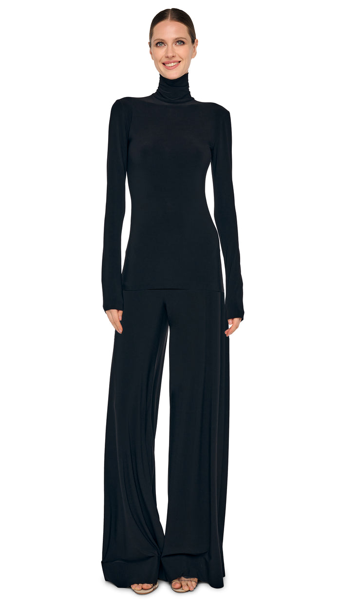 Norma Kamali SLIM FIT LONG SLEEVE TURTLE TOP