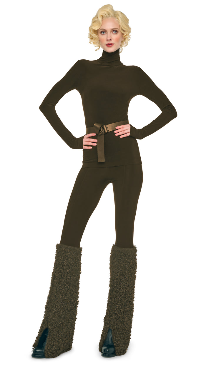 Norma Kamali SLIM FIT LONG SLEEVE TURTLE TOP