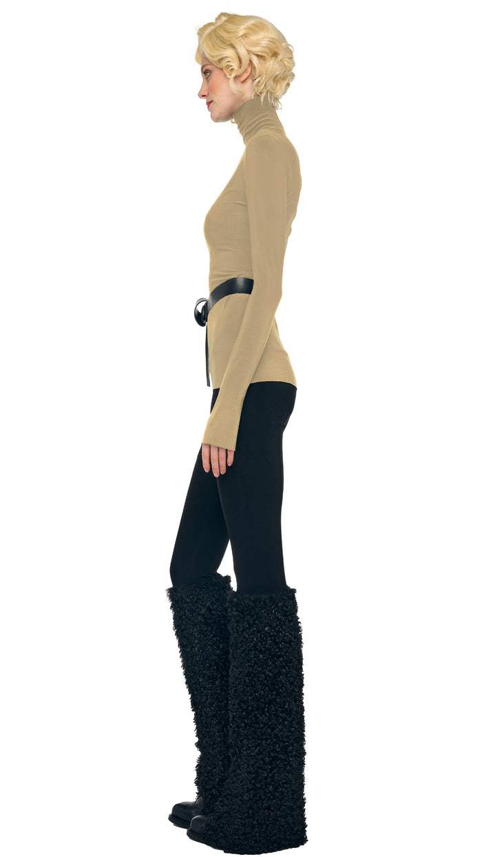 Norma Kamali SLIM FIT LONG SLEEVE TURTLE TOP