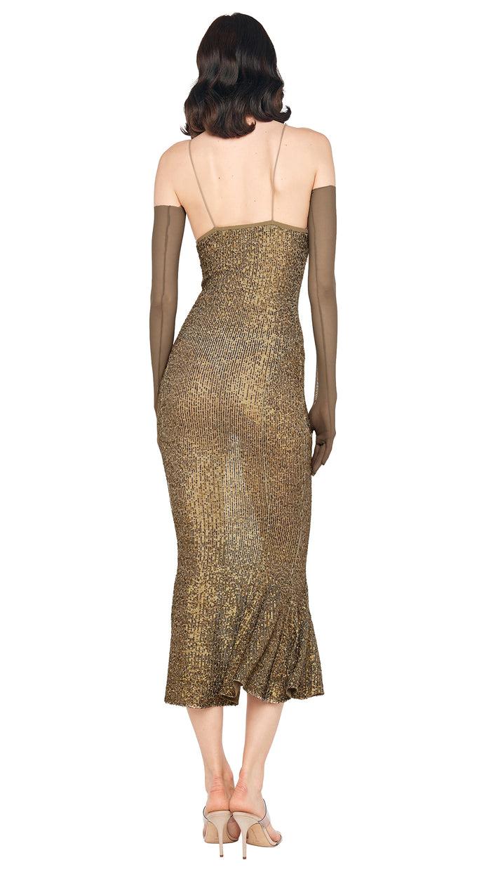 Norma Kamali SLIP FISHTAIL DRESS TO MIDCALF