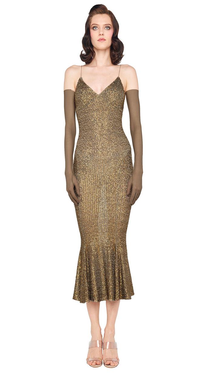 norma kamali SLIP FISHTAIL DRESS TO MIDCALF