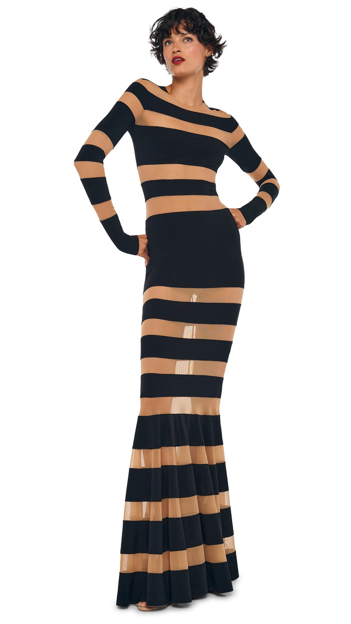 norma kamali SPLICED DRESS FISHTAIL GOWN