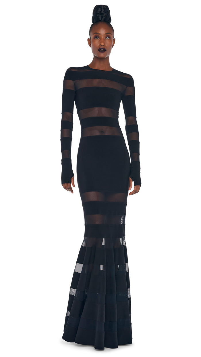 norma kamali SPLICED DRESS FISHTAIL GOWN