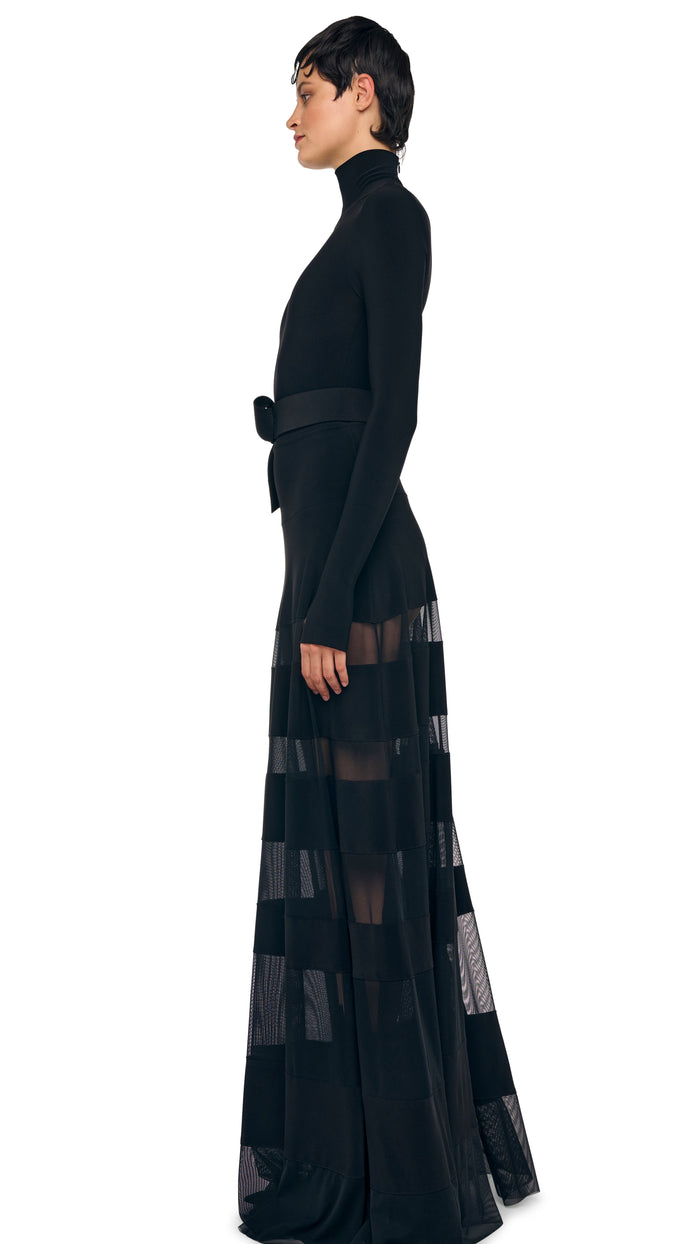 Norma Kamali SPLICED FLARED SKIRT TO FLOOR