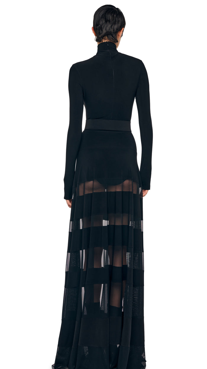 Norma Kamali SPLICED FLARED SKIRT TO FLOOR