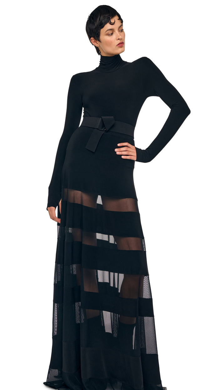 Norma Kamali SPLICED FLARED SKIRT TO FLOOR