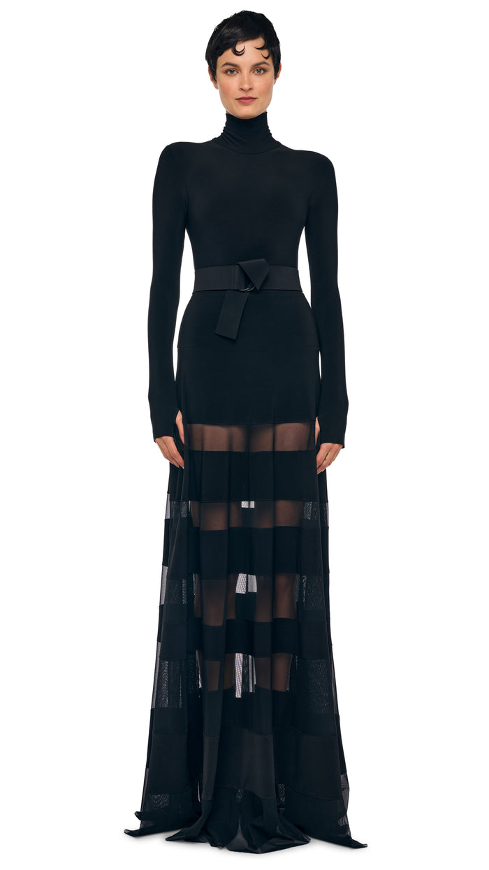 norma kamali SPLICED FLARED SKIRT TO FLOOR