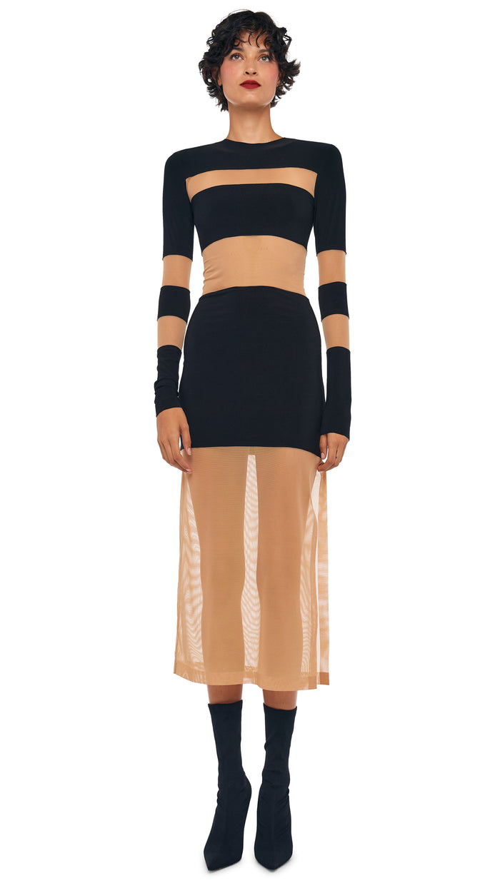 Norma Kamali SPLICED INSERT DRESS TO MIDCALF