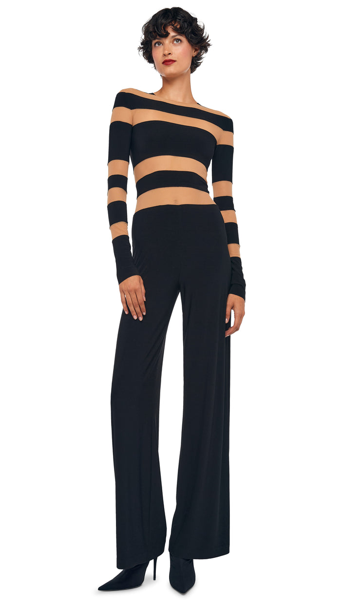 Norma Kamali SPLICED STRAIGHT LEG JUMPSUIT