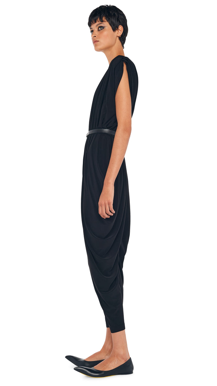 Norma Kamali SQUARE SLEEVE WATERFALL JUMPSUIT