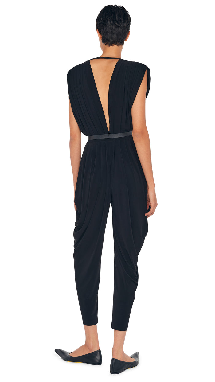 Norma Kamali SQUARE SLEEVE WATERFALL JUMPSUIT