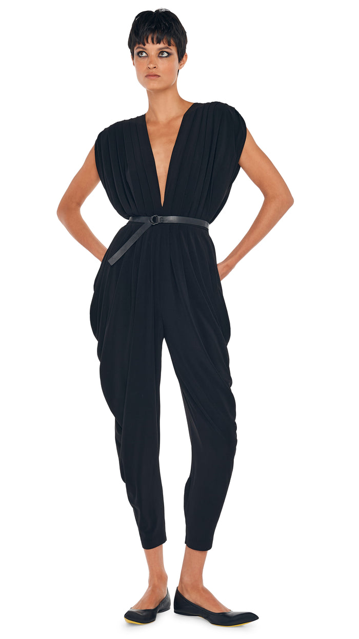 Norma Kamali SQUARE SLEEVE WATERFALL JUMPSUIT