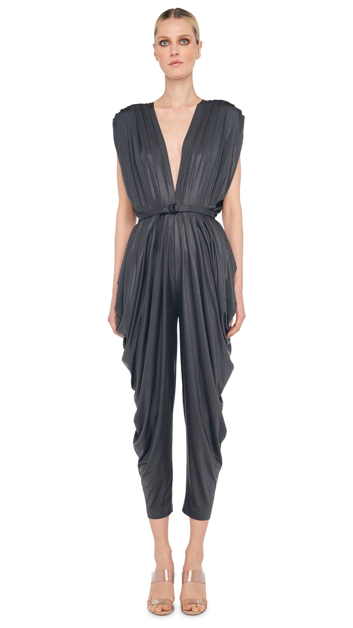Norma Kamali SQUARE SLEEVE WATERFALL JUMPSUIT