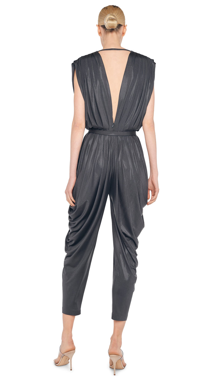 Norma Kamali SQUARE SLEEVE WATERFALL JUMPSUIT