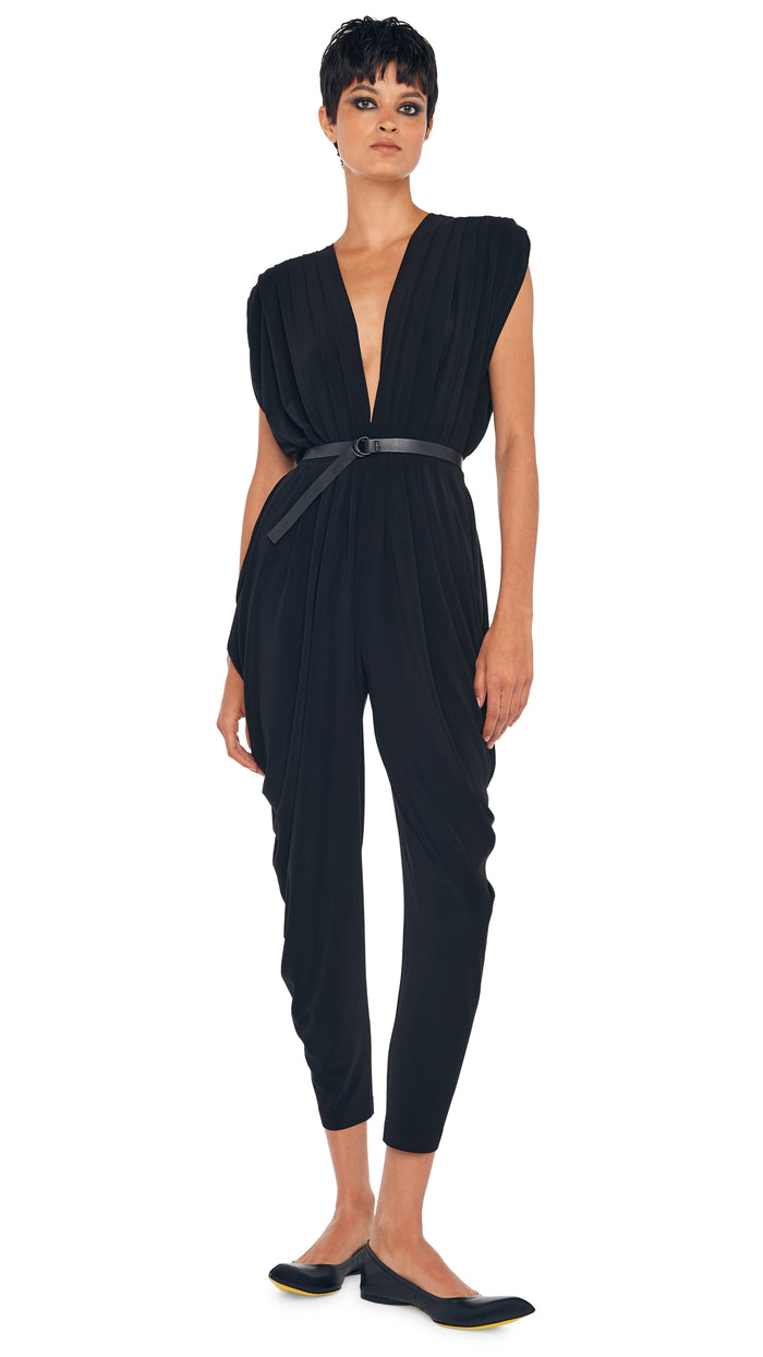 norma kamali SQUARE SLEEVE WATERFALL JUMPSUIT