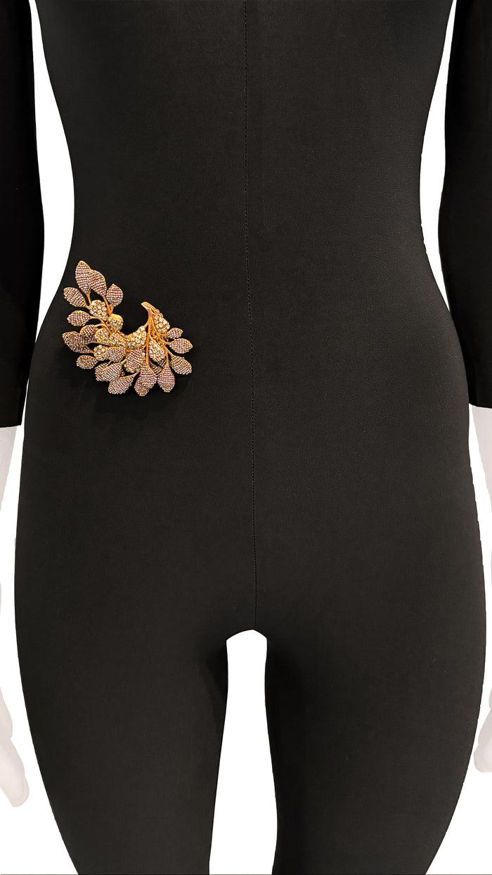 Norma Kamali STONE/BRASS BROOCH