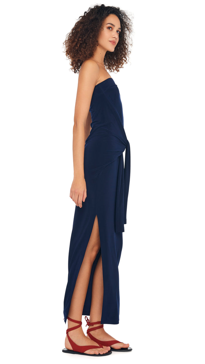 Norma Kamali STRAPLESS ALL IN ONE SIDE SLIT GOWN