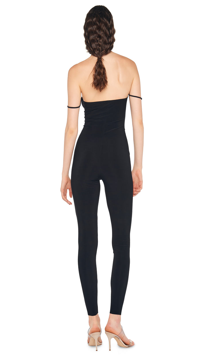 Norma Kamali STRAPLESS SHIRRED FRONT CATSUIT