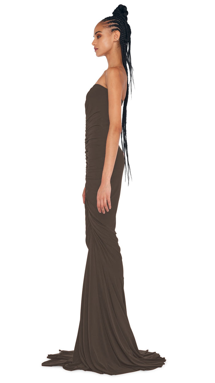 Norma Kamali STRAPLESS SHIRRED FRONT FISHTAIL GOWN