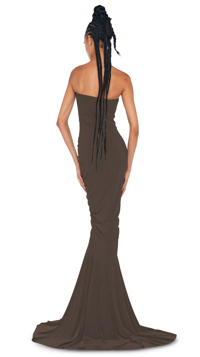 Norma Kamali STRAPLESS SHIRRED FRONT FISHTAIL GOWN