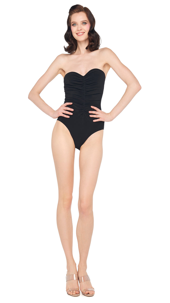 norma kamali STRAPLESS SHIRRED FRONT MIO