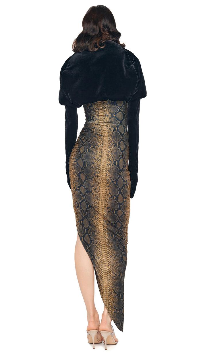 Norma Kamali STRAPLESS SIDE DRAPE GOWN