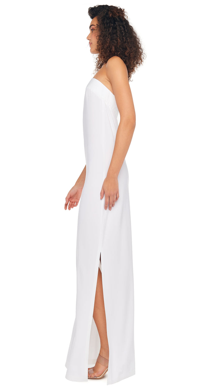 Norma Kamali STRAPLESS TAILORED SIDE SLIT GOWN