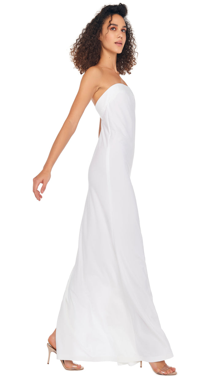 Norma Kamali STRAPLESS TAILORED SIDE SLIT GOWN