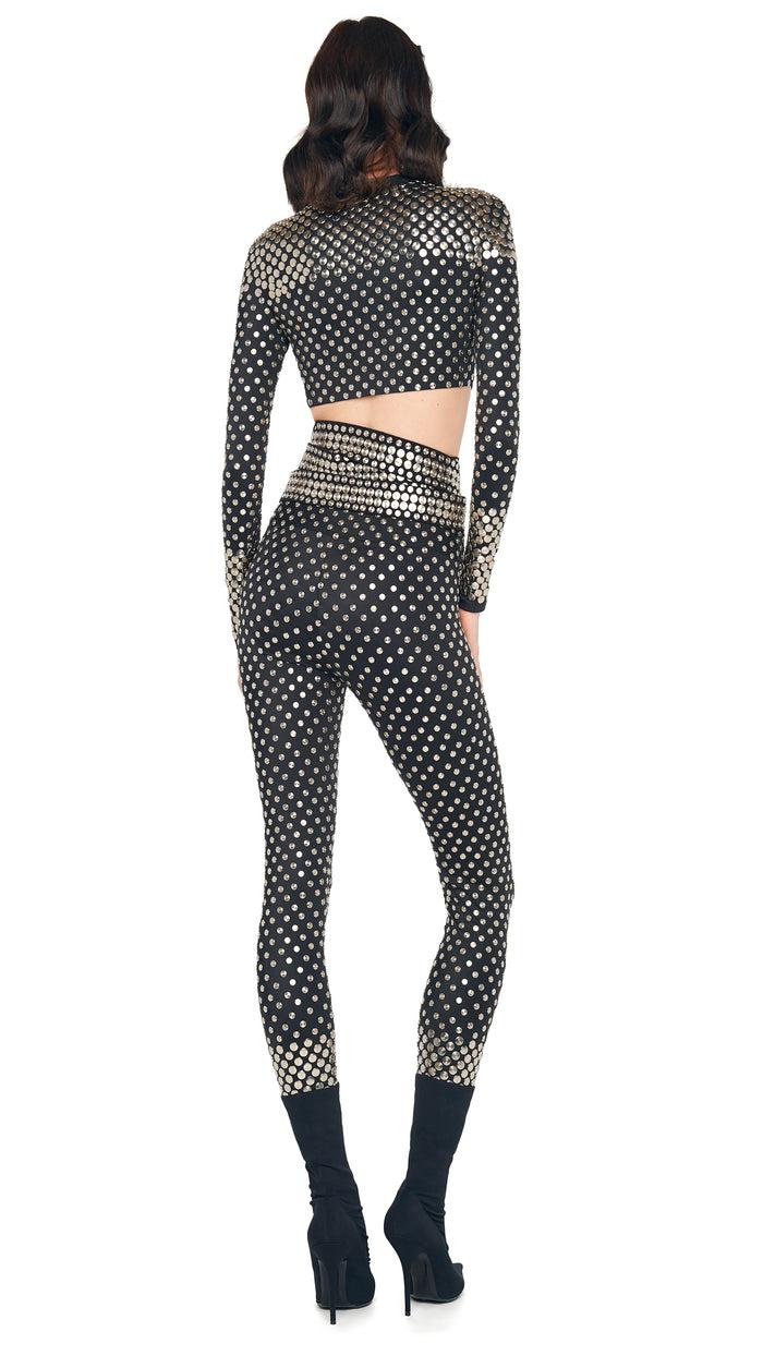 Norma Kamali STUD CREWNECK CROPPED TOP