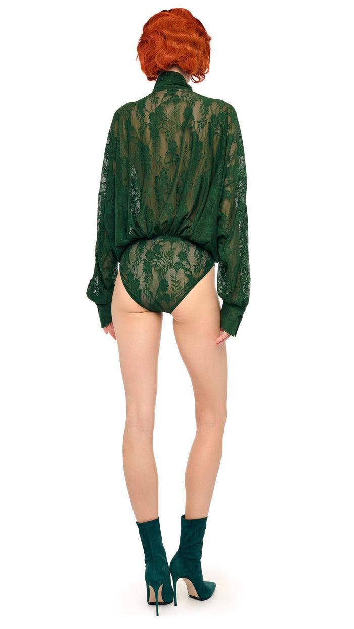 Norma Kamali SUPER OS BF NK SHIRT BODYSUIT W/ BOW