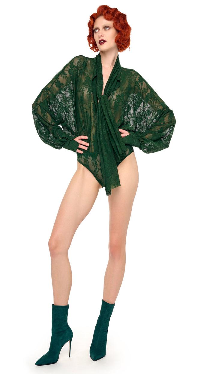 Norma Kamali SUPER OS BF NK SHIRT BODYSUIT W/ BOW