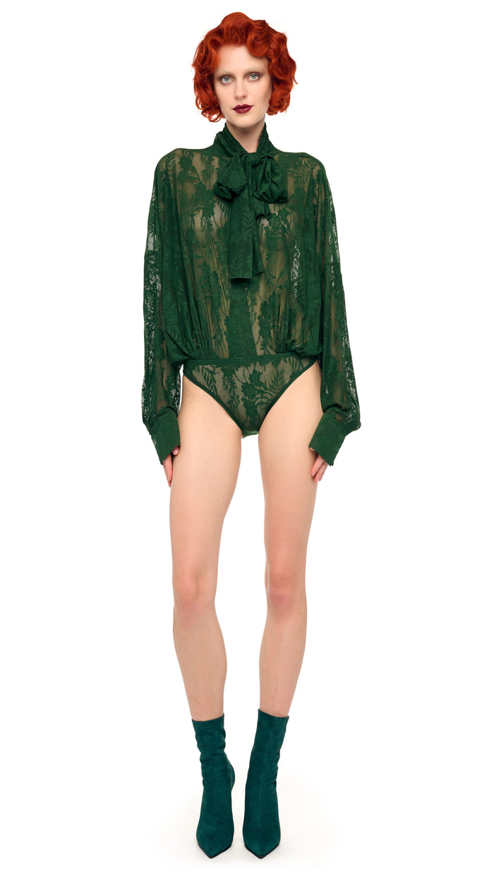 norma kamali SUPER OS BF NK SHIRT BODYSUIT W/ BOW