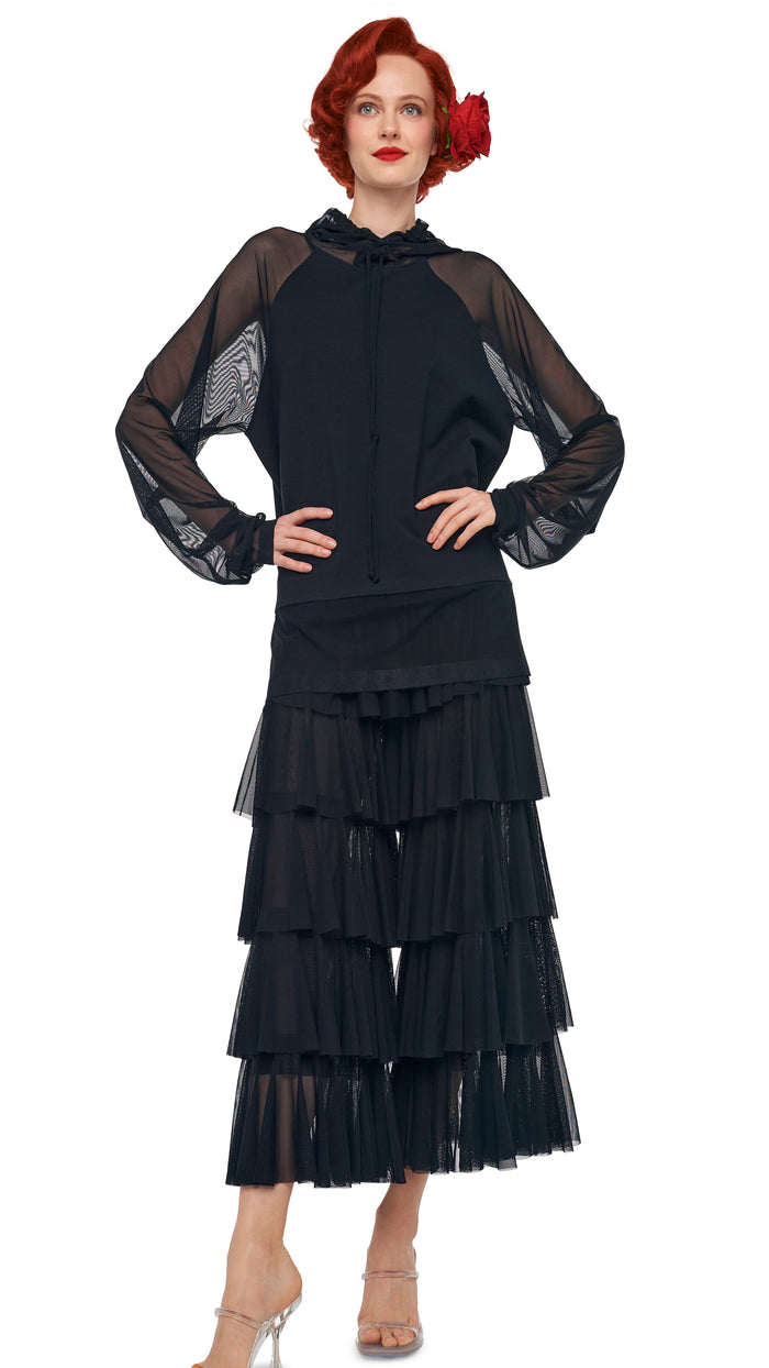 Norma Kamali SUPER WIDE LEG RUFFLE PANT