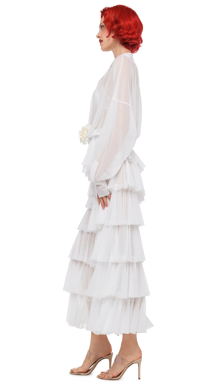 Norma Kamali SUPER WIDE LEG RUFFLE PANT