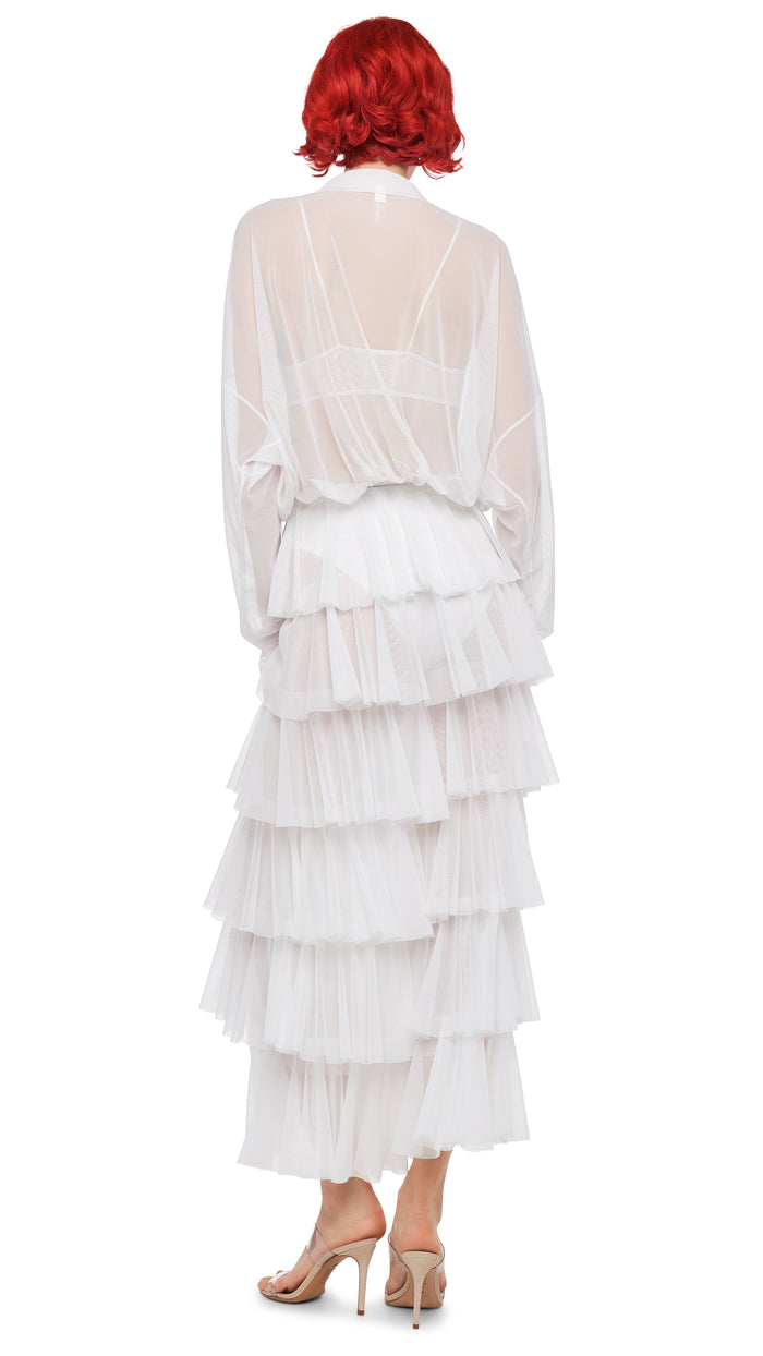 Norma Kamali SUPER WIDE LEG RUFFLE PANT