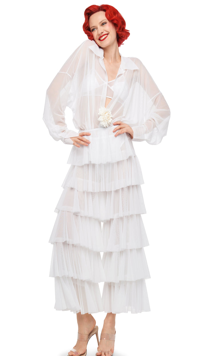 norma kamali SUPER WIDE LEG RUFFLE PANT