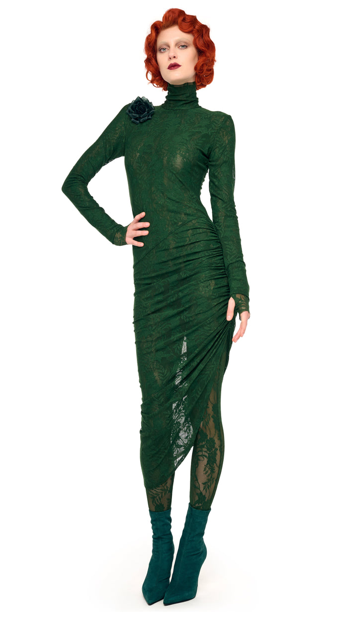 norma kamali TURTLENECK SIDE DRAPE DRESS