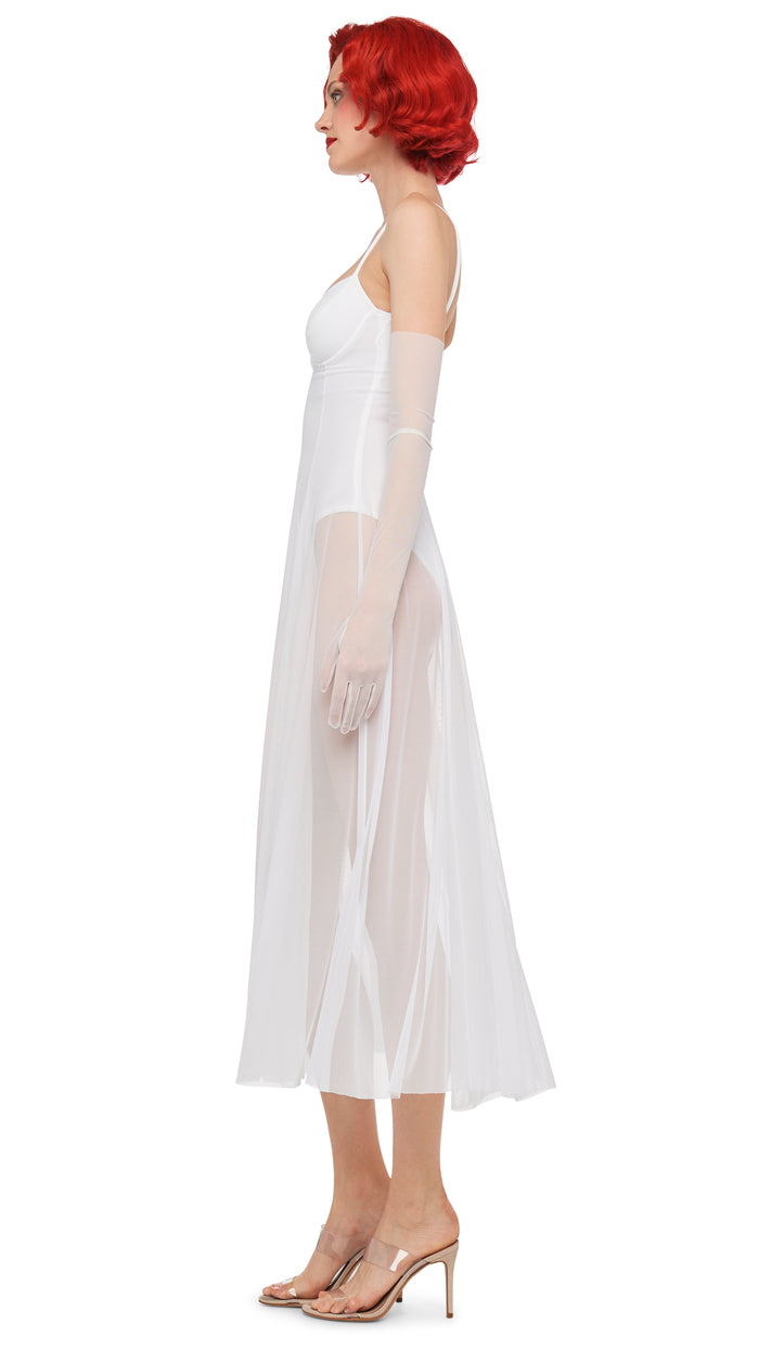 Norma Kamali UNDERWIRE MIDCALF DRESS W/ BODYSUIT