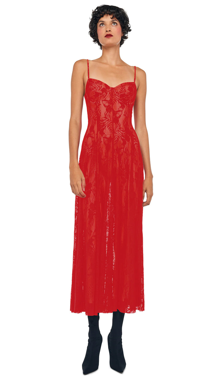 norma kamali UNDERWIRE MIDCALF DRESS W/ BODYSUIT