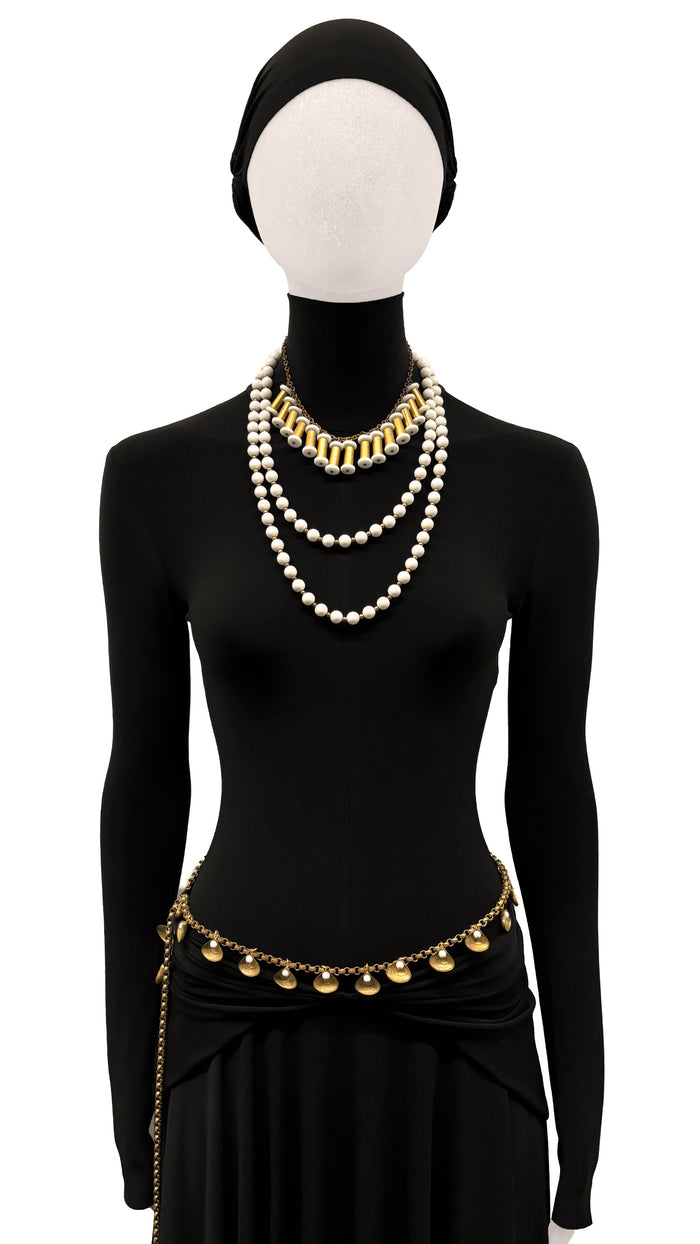 norma kamali WHITE/BRASS NECKLACE