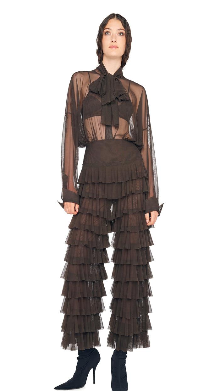 Norma Kamali WIDE LEG RUFFLE PANT