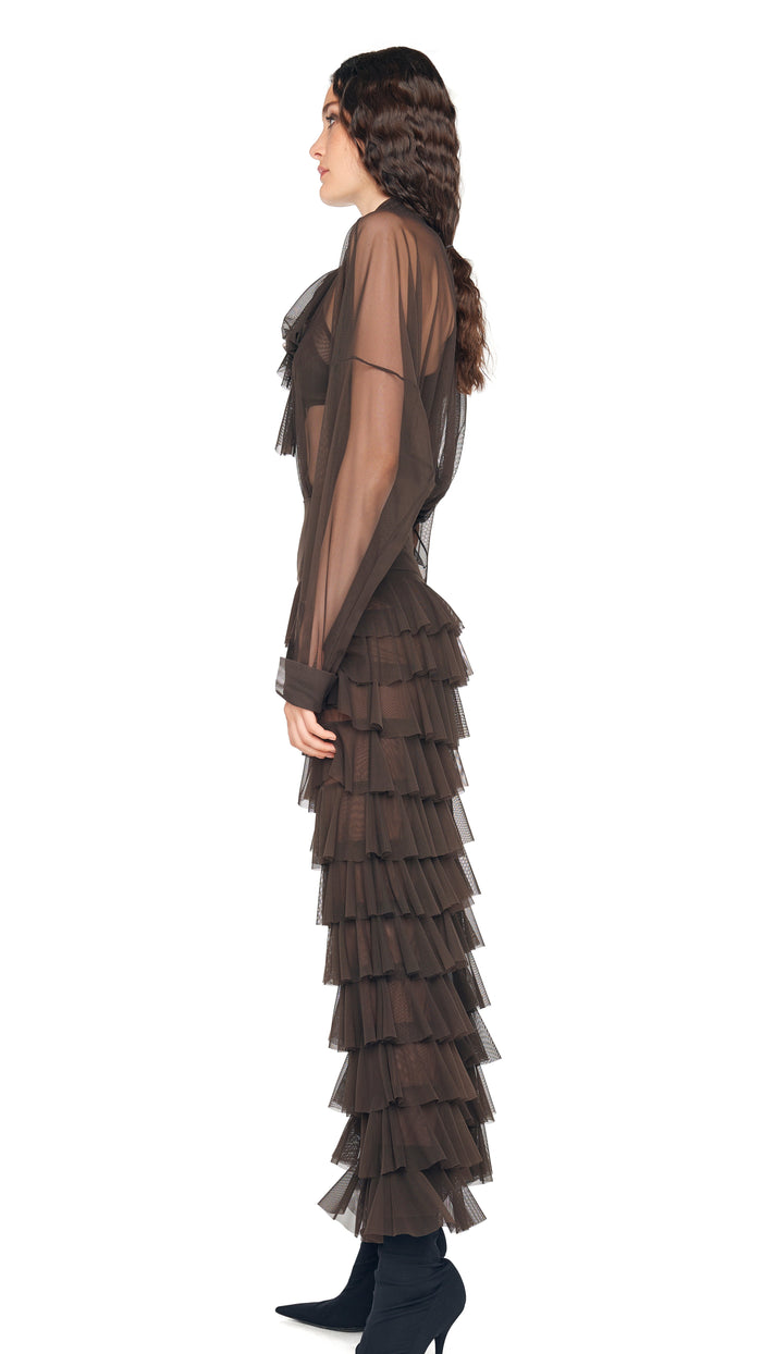 Norma Kamali WIDE LEG RUFFLE PANT