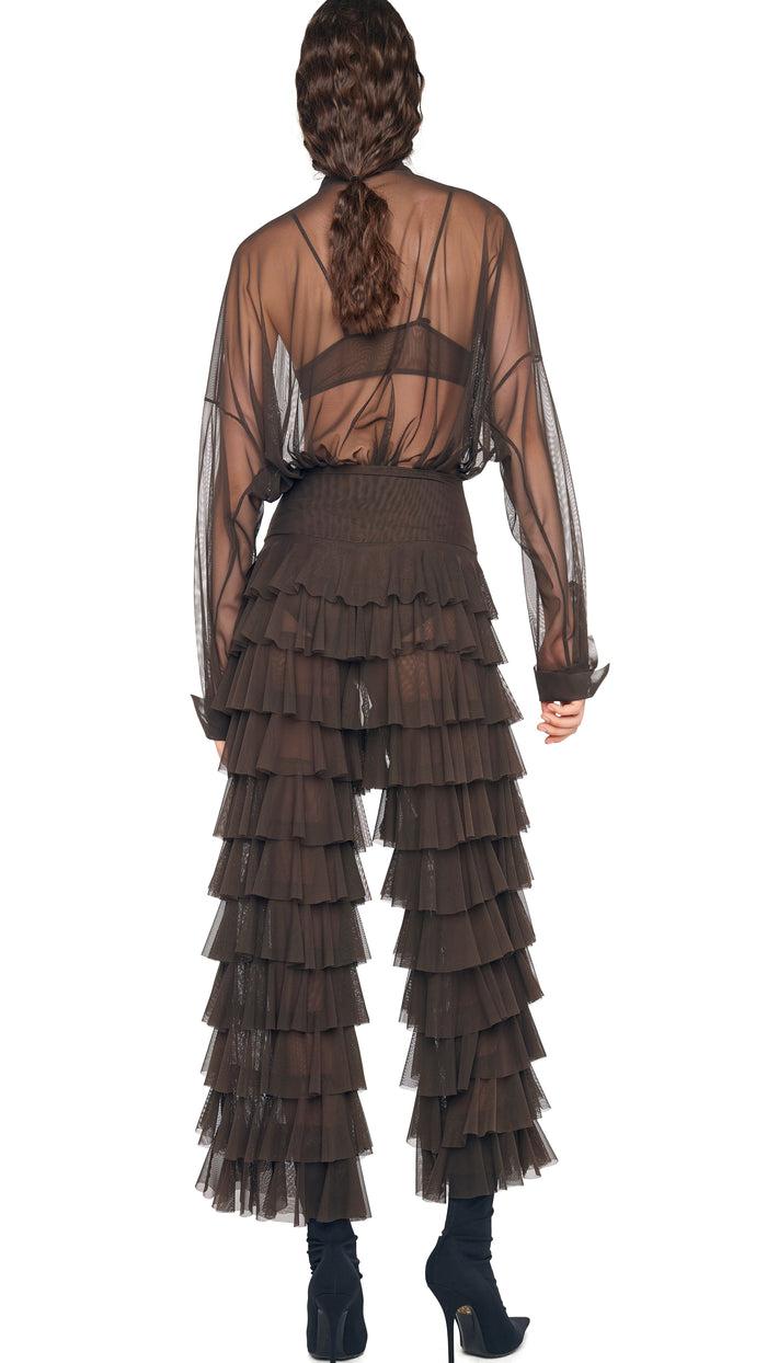 Norma Kamali WIDE LEG RUFFLE PANT